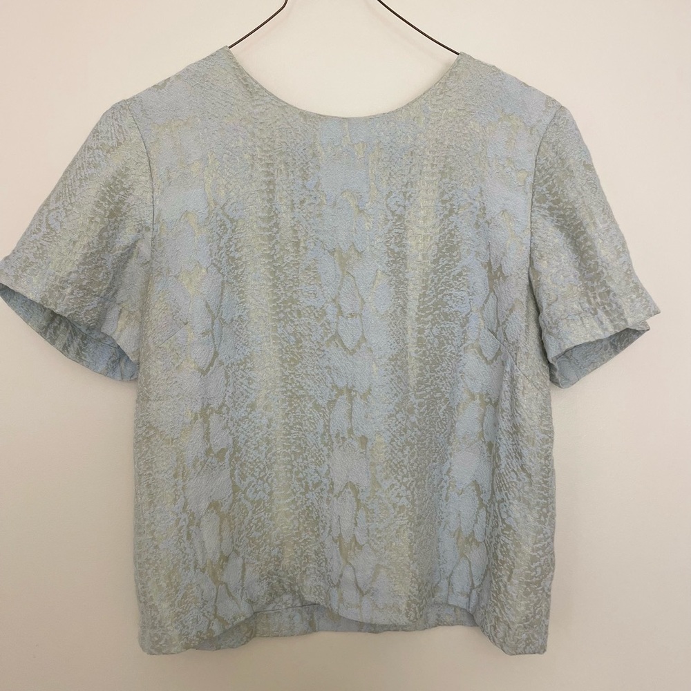 The Limited crop animal print shimmer top